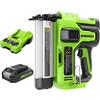 Greenworks GD24BN Chiodatrice a Batteria 110pz/min + Greenworks Batteria da 24V 2Ah G24B2 + Greenworks Caricabatterie 24V 2A G24C
