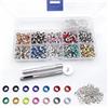 LWZko Occhiello Strumento Kit, 500 Set 5mm Occhielli Grommet Rondelle, 3 Pezzi Metallo d'Ottone Strumento Installazione Occhiello per Scarpe, Abbigliamento, Borsa, Tela, Fai-Da-Te (10 Colori) - Stile C
