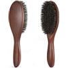 BESTOOL Spazzola per capelli, spazzola con setole di cinghiale per donne, uomini e bambini per districare e modellare, spazzola con setole naturali per capelli fini e sottili, manico in legno di noce