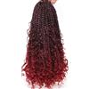 Samtress Boho Box Trecce 18 Pollici 8 Pacchetti Ombra Borgogna Dea Con Cruly Ends Pre Looped Disordinato Bohemian Sintetiche Estensioni Dei Capelli per Le Donne