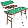 HOMASIS Tavolo da Biliardo Pieghevole, Mini Biliardo Portatile con 2 Tacche, 16 Palline, 2 Gessi, Triangolo, Spazzola, Gambe Regolabili, da Casa, Bar, per Bambini e Adulti, 138 x 67 x 79,5 cm