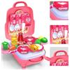 TLHWIN Finta Pentole da Cucina in Plastica Gioca Giocattolo Set Zaino Portatile per Bambini Finta Giocattolo da Taglio Cibo Frutta Verdura Accessori da Cucina Playset per Ragazzi Ragazze Regalo