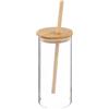 Avilia Set Bicchiere con Cannuccia Eco-Friendly - Tazza con Cannuccia per Caffè e Bibite, in Bambù e Vetro, 15x7x7cm, 40cl