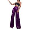 Generic vestibilità Ampia for Le Donne Estate Autunno Formale Data Abiti da Notte Abiti da Sera con Paillettes Sparkle Pantaloni a Gamba Larga Svasati da Donna 2024(Purple,XXL)