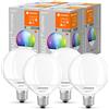 LEDVANCE Lampada LED con Wifi, E27, dimmerabile, colori RGB e cambio di colore della luce, Globeform, opaco, sostituzione di lampadine da 100W, controllabile con Alexa, Google e App, confezione da 4