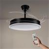M mimotec - Ventilatore da soffitto Olga nero con luce a LED, telecomando, motore DC, 6 velocità, silenzioso, pale retrattili, funzione estate-inverno, timer, CCT