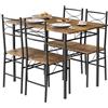 WOLTU Set da Pranzo per 4 Persone, Tavolo Industriale con 4 Sedie, MDF e Struttura in Metallo, Facile da Montare e Pulire,Marrone Rustico + Nero