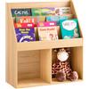 SoBuy Libreria Montessori per Bambini Scaffale Portagiochi 3 Ripiani+2 Contenitori Aperti Armadietto Cameretta Sicuro Libreria Giocattoli per Bambini in Legno, Naturale 73x30x80 cm KMB01-N