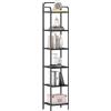 Hzuaneri Scaffale a 6 Ripiani, Libreria, Scaffale Stretto per Libri, Mensola D'angolo Industriale, Mensola Sottile per Ufficio, Soggiorno, Camera da Letto, Cucina, Nero BC24604B