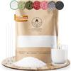 comforder Sabbia per candele con stoppini, granuli di cera, candele fai da te, 400 g, perline di cera per candele + 4 stoppini per candele (Bianco)
