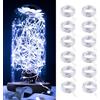 Dufuso 12 x 20 luci a LED a batteria, luce bianca fredda, decorazione per Natale, mini catena di luci a LED con batteria CR2032, 2 m, in rame, impermeabile (bianco freddo)