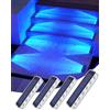 DetarZinLED Lampade Solari da Giardino Esterno, Blu, 4 Pezzi | IP68 Impermeabile, Outdoor LED, Autoadesiva, Segnapasso Lampade Energia Solare per Scale, Vialetto, Patio, Path Marker