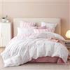 Freyamy Copripiumino 200 x 200 cm+2 federe 65 x 65 cm cuore stampato bianco rosa set da letto matrimoniale per adulti motivo cuore set copripiumino in microfibra con cerniera