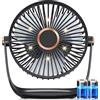 LinjunFa USB Ventilatore da Tavolo con Luce LED, Potente Ventilatori da Scrivania con 4000mAh Batteria, Piccolo Ventola da Tavolo Ricarica Rapida, Portatile Table Fan Silenzioso per Tenda Campeggio, Ufficio