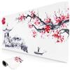 Niviy Tappetino Mouse,XXL Tappetino per Mouse 800x350mm con Motivo Fuji e Sakura,Mouse pad grande da gaming per tavolo,computer,desktop,PC(Bianco)