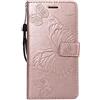 DENDICO Cover per Galaxy J5 2017, Pelle Portafoglio Custodia per Samsung Galaxy J5 2017 Custodia a Libro con Funzione di appoggio e Porta Carte di Credito - Oro Rosa