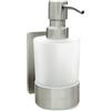 Dolvhin® Dispenser Sapone a Parete Senza Forare | Dosatore Liquido in Vetro Satinato | Dispenser Inox con Supporto | Dispenser di Sapone Adesivo da Muro | Dosatore Detersivo 250ml | Grigio Argento