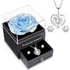 Yamonic Regali originali rosa eterni per donna, rosa eterna naturale conservata con collana e orecchini in argento sterling 925, regalo di Natale, San Valentino, festa della mamma, compleanno