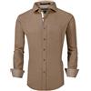 Alex Vando Camicia da uomo con bottoni in bambù elasticizzato con vestibilità regolare senza pieghe, Argento, XL