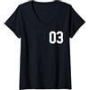 Sports Numbers Store Donna Numero 03 college sport stile in bianco Maglietta con Collo a V