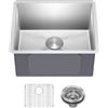 Kraus KHU101-21 Standart PRO - Set di ciotole singole sottopiano da 16 gauge (confezione da 4 articoli: lavello, griglia inferiore, gruppo scarico, asciugamano da cucina), 53,3 cm, in acciaio inox