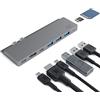 Green Cell Adattatore HUB USB-C Green Cell 8in1 (Thunderbolt 3 5K, HDMI 4K 30Hz, 3x USB 3.0, SD, microSD) per Apple MacBook Air 13" 2018-2020, Apple MacBook Pro 13" 2016-2020, Apple MacBook Pro 15" 2016-2019