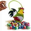NARAMAKI Festa Della Mamma - 200gr Ovetti Cioccolato Assortiti + Cestino Chicchirichì In Feltro + 9 Uova Bianche Polistirolo da Decorare(GALLO, Dimensioni standard)