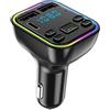 Generic Autoradio con lettore MP3, portatile, con luci colorate, senza fili, con caricatore USB Type-C PD 20 W QC 3.0 | Ricevitore USB Type-C PD 20 W e QC 3.0 per caricabatterie USB Chiamate in vivavoce
