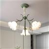 kaixunl Lampadari A Sospensione Di Campagna Francese Lampadario In Metallo Dal Design Floreale Vintage Paralume in Acrilico Plafoniera Retrò Per Soggiorno Camera Da Letto Ristorante Portico Corridoio (3teste）
