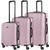 ITACA - Set valigie - Set Valigie Rigide Offerte. Valigia Grande Rigida, Valigia Media Rigida e Bagaglio a Mano. Set di Valigie con Lucchetto Combinazione TSA, Rosa