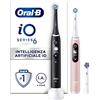 Oral-B Spazzolino Elettrico Ricaricabile iO 6 Nero e Rosa, 2 Spazzolino Elettrico Oral B, 3 Testine Di Ricambio, Confezione Doppia, Pulizia Denti Efficace