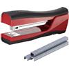 Bostitch Office Dynamo - Cucitrice verticale 4 in 1, include 420 punti, capacità 20 fogli, temperamatite integrato, levapunti e contenitore per graffette, colore: rosso
