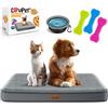 Lovpet® Letto ortopedico per cani M 76x51x7.6 cm, Cestino Cookie, con Ciotola + 3X Ossi da Masticare, Divano per Cani di Piccola, Media e Grande Taglia, Sfoderabile e Lavabile, Antracite/Grigio