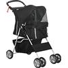 PawHut Passeggino per Cani Fino a 10 kg, Carrello Pieghevole per Animali Domestici Carrello Carrozzina, 75x45x97 cm, Nero
