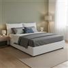 Talamo Italia - Letto matrimoniale Antonia, Letto contenitore con rivestimento in tessuto, 100% Made in Italy, Apertura frontale, adatto per materasso Cm 160x200, Bianco