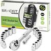 brackit Set di 20 chiavi a bussola resistenti di alta qualità con impugnatura a cricchetto reversibile e barra di estensione a cricchetto, kit di attrezzi professionali per auto e fai da te, set di