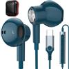 APETOO Cuffie USB C per iPhone 15 Pro Max, HiFi stereo tipo C, auricolari in-ear con cavo magnetico, con microfono, telecomando per Samsung Galaxy S23 S22 S21 A53, Google Pixel, Oneplus