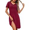 Demegimi Camicia da Notte Donna Maniche Corte Camicia Notte Estiva Scollo a V con Pizzo Morbida e Confortevole