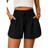Totatuit Pantaloncini Donna Estate in Cotone e Lino Shorts Sportivi Pantaloni Corti Larghi da Casual Jogging con Tasche con Elastico a Vita Alta e Coulisse