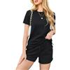 Totatuit Tuta Donna Estiva 2 Pezzi Cotone Completo con Top a Maniche Corte e Pantaloncini Corti Estivi Elegante per Palestra,Casa,Fitness, Yoga,Tempo Libero