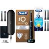 Oral-B Spazzolino Elettrico iO 10 Nero con 3 Testine + 4 Testine Oral B di Ricambio iO Series Ultimate Clean Nere, 5 Ricambi Spazzolini Elettrici, Custodia da Viaggio