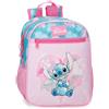 Disney Heart Stitch Zaino per bambini, zaino per la scuola, realizzato in poliestere, tasche laterali, spalline larghe regolabili, maniglia superiore per appenderla, sistema magic Fix., Rosa, Taglia