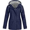 Generisch Giacca da mezza stagione, da donna, di grandi dimensioni, impermeabile, con cappuccio, giacca a vento e pioggia, giacca a vento, 02-blu marino, XL