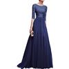 Anyu Donna Chiffon Vestito Lungo Abito da Cerimonia Elegante Vestiti da Matrimonio Lunghi Vestito Formale Banchetto Sera Blu S