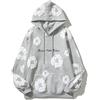 Generico Tuta Denim Tears Autunno Da Uomo E Donne,Giacca Con Cappuccio con coulisse,Stampa Fiori in Schiuma Alla,Felpa Con Cappuccio,maniche Lunghe,Casual Unisex Sweatsuit Set(Grijs,M)