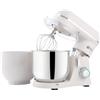 Kitchen in the box Impastatrice Planetaria, 2 Ciotole 3.5L Piccolo Impastatrice Professionale, 10 Velocità Leggero Impastatrice Pizza con Uncino Impastatore, Mescolatore, Frusta Sbattitric (Bianco)