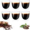 XEERUN 6 Pcs Tazzine Caffe Vetro, 80ml Doppia Parete Bicchieri, Borosilicato Tazza Doppio Vetro, Bicchieri da Caffè Espresso, Lavabili Trasparenti Bicchieri per Cappuccino per Latte, Caffè, Yogurt
