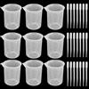 JRSHIRLEYLTD Set di 11 misurini in silicone, 100 ml, in resina epossidica, misurino graduato per resina epossidica fai da te, con 25 contagocce contagocce