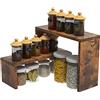VEDECASA 2 mensole impilabili ed espandibili per piano di lavoro della cucina e organizer per pantry in legno marrone rustico per la conservazione del desktop