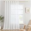 MIULEE Tende Lino Trasparenti Bianco con Occhielli, 1 Pannelli 300L x 245A cm - Tende Soggiorno & Camera da Letto Filtranti Luce per Interni